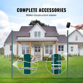 5 Feet Fence Post, 10 Pack U-Channel Heavy Duty Metal Fence Posts, Sturdy Steel Fence Stakes for Garden Yard, Lawn, Farms and Outdoor Wire Fencing, Green
